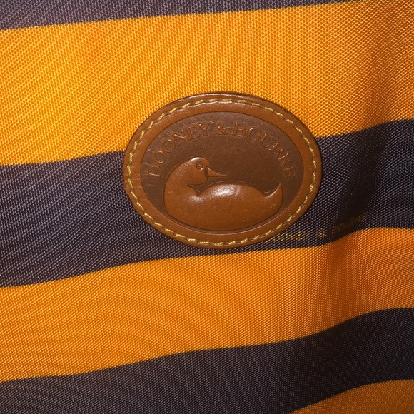 Dooney & Bourkey vintage orange and blue striped tote nylon Preowned “as is” - Picture 3 of 9